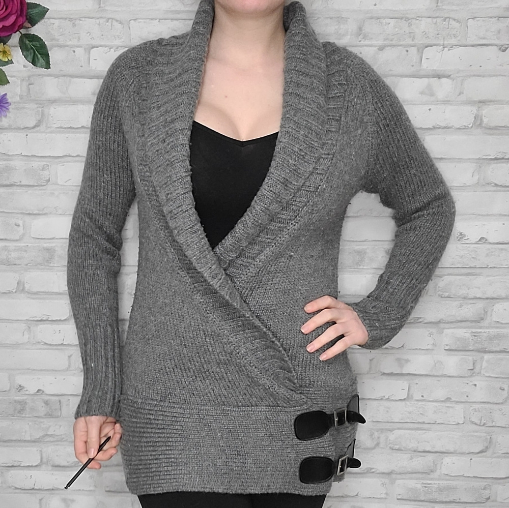 Moda International Vintage Grey Wool Knit Heavy Sweater Dress
